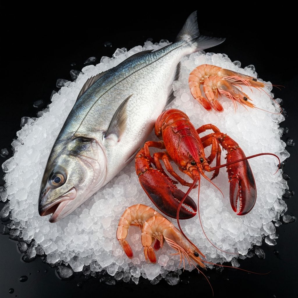 Frischer Fisch und Meeresfrüchte